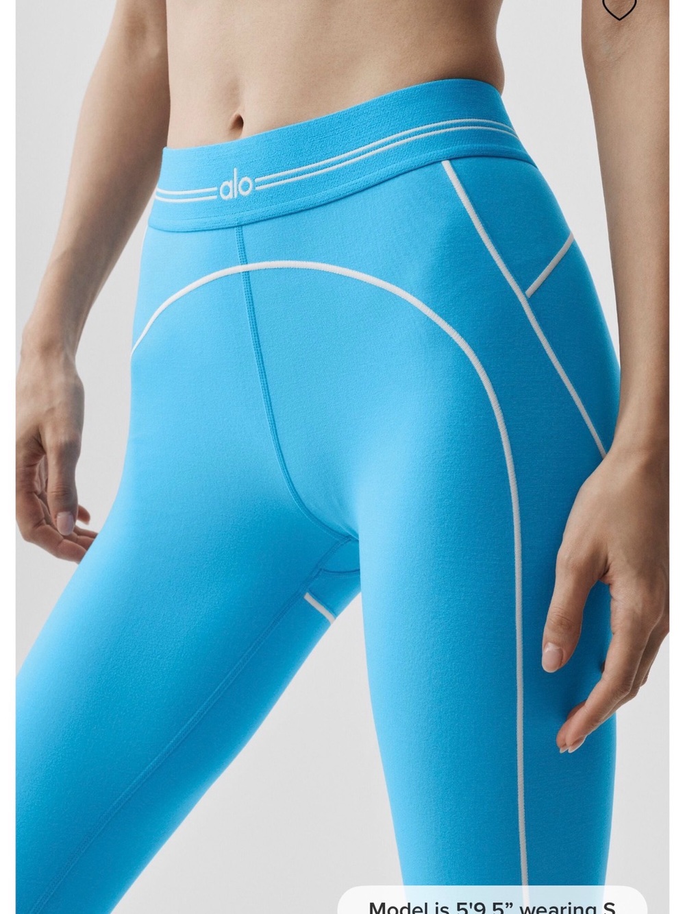NWT Alo Yoga Airbrush Heart Throb 7/8 Leggings Azure Blue Size M High Waist